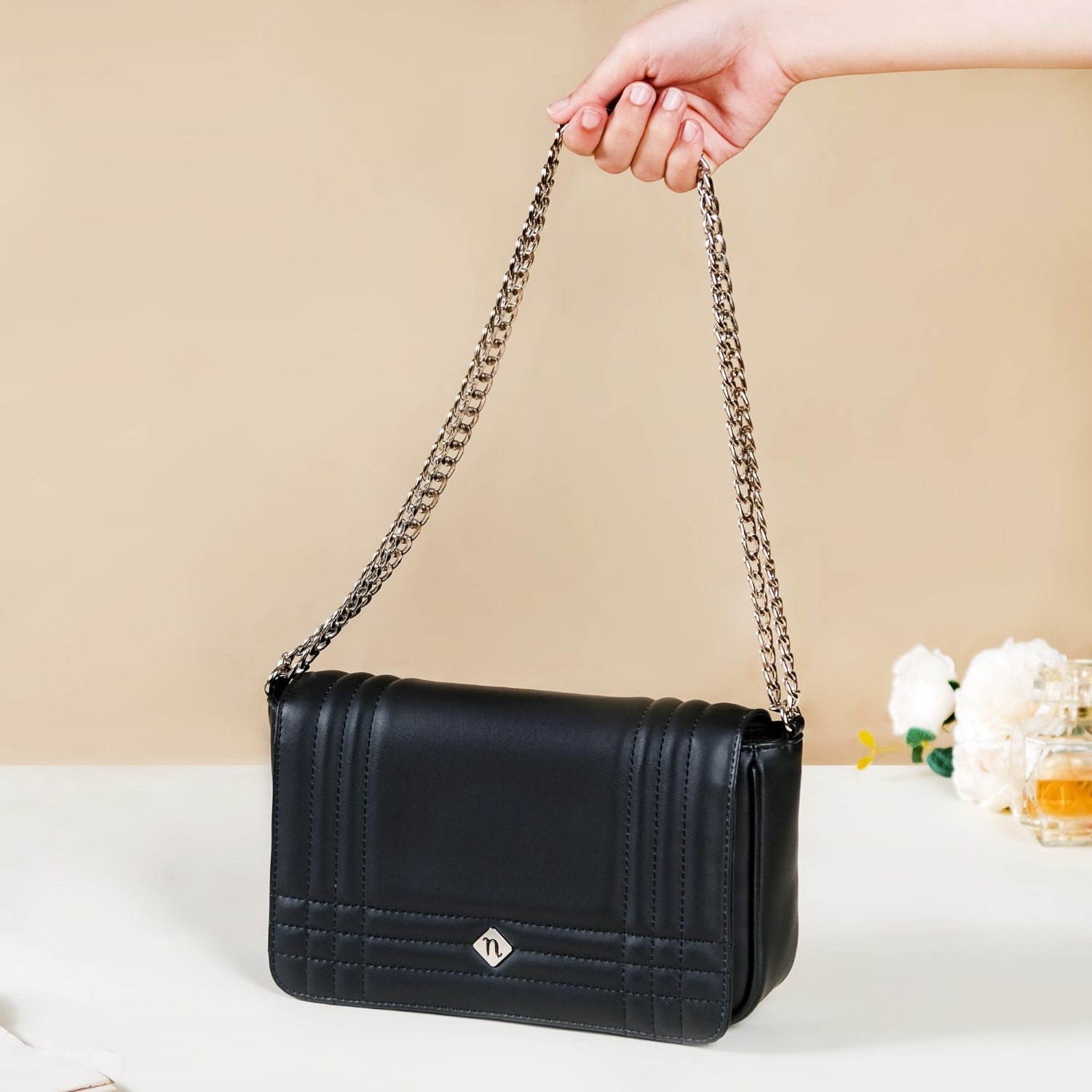 Must Have Classic Black Quilted Shoulder Bag