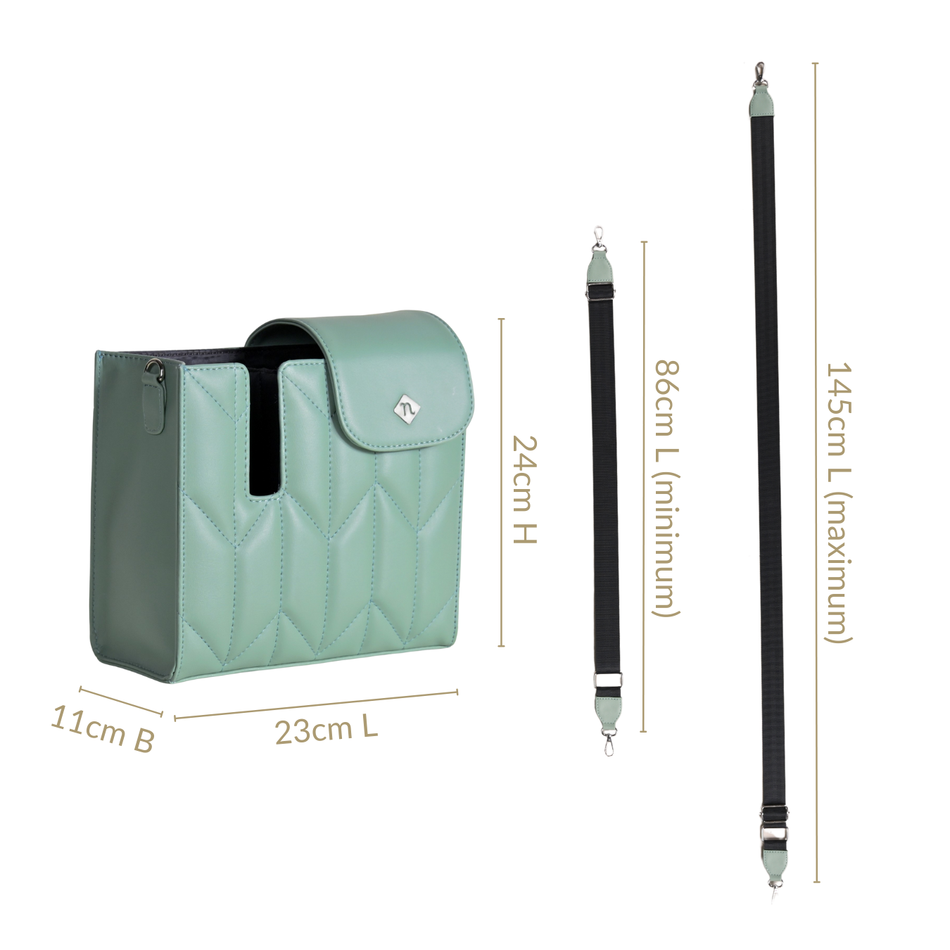 Mint Green Water Bottle Bag With Sling