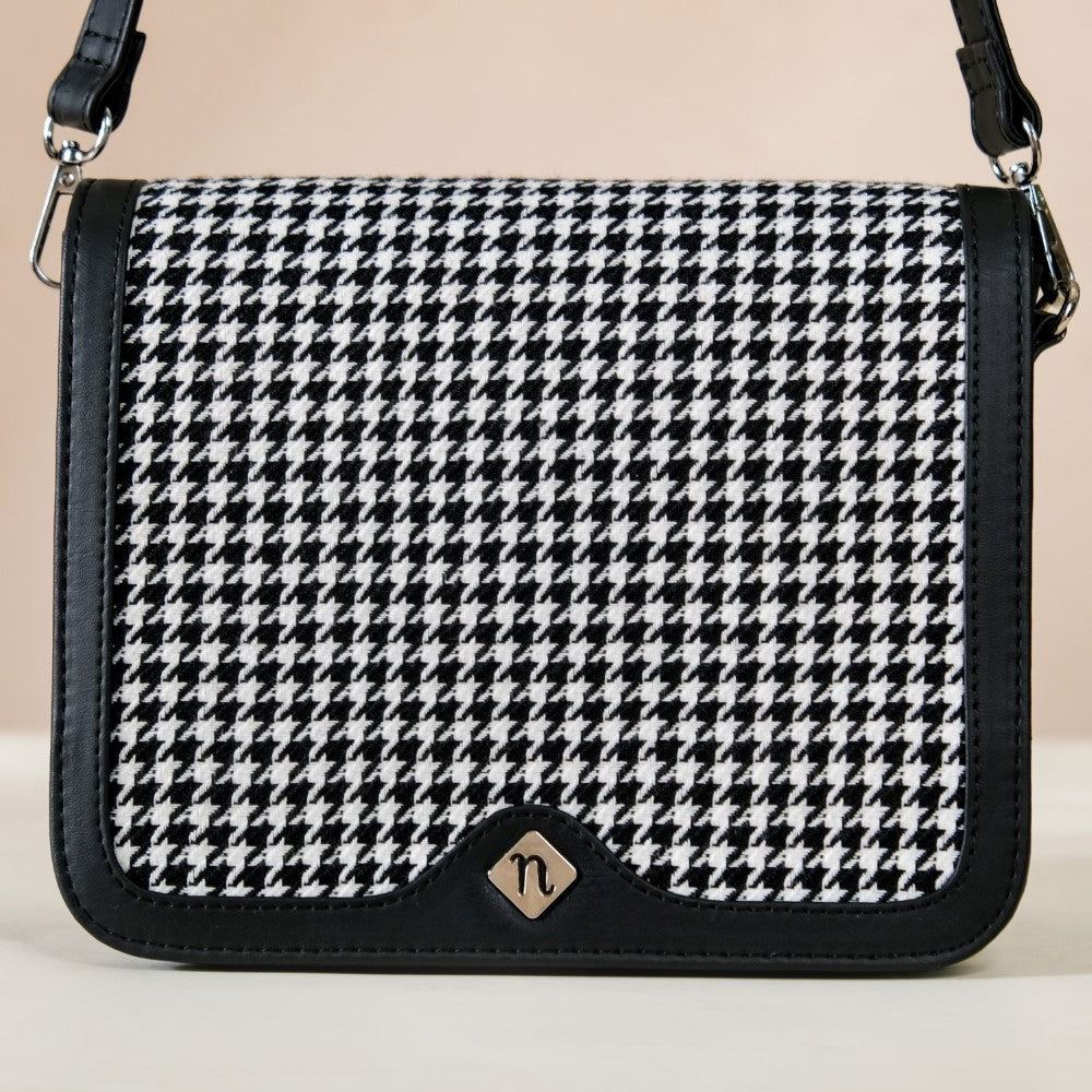 Go-To Shoulder Bag For Women Black Houndstooth