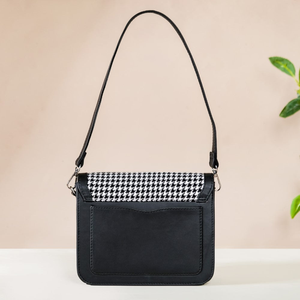 Go-To Shoulder Bag For Women Black Houndstooth