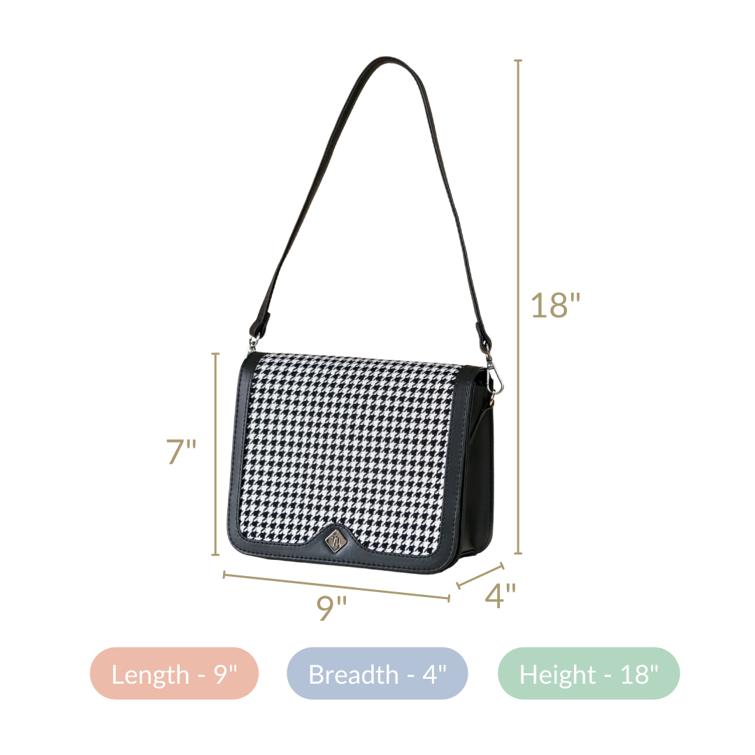 Go-To Shoulder Bag For Women Black Houndstooth