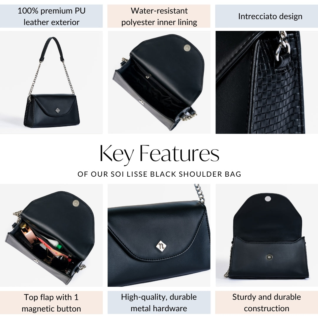 Soi Lisse Black Shoulder Bag