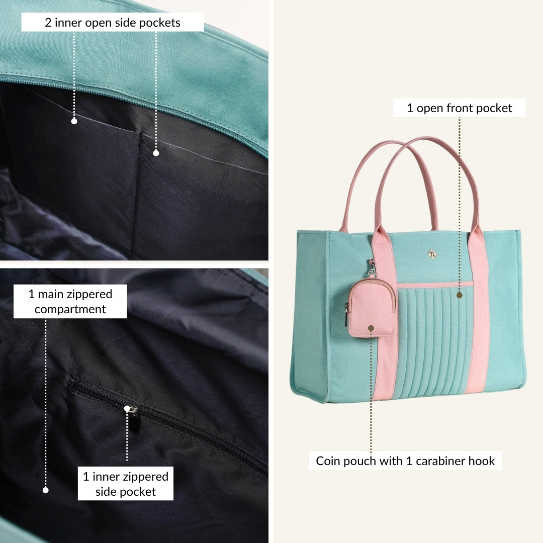 Sorella Mint Canvas Tote Bag With Coin Pouch