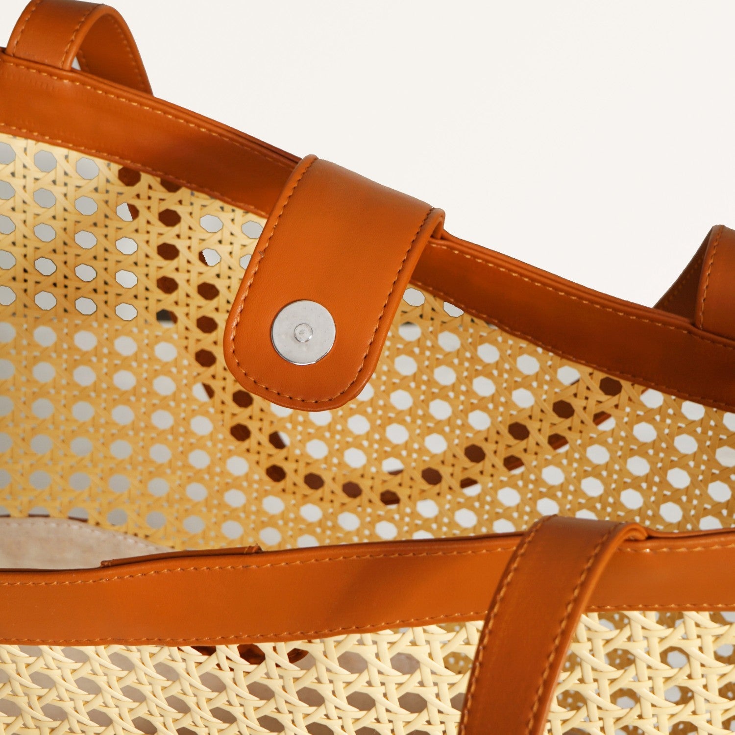 Tan Rattan Weave Beach Bag