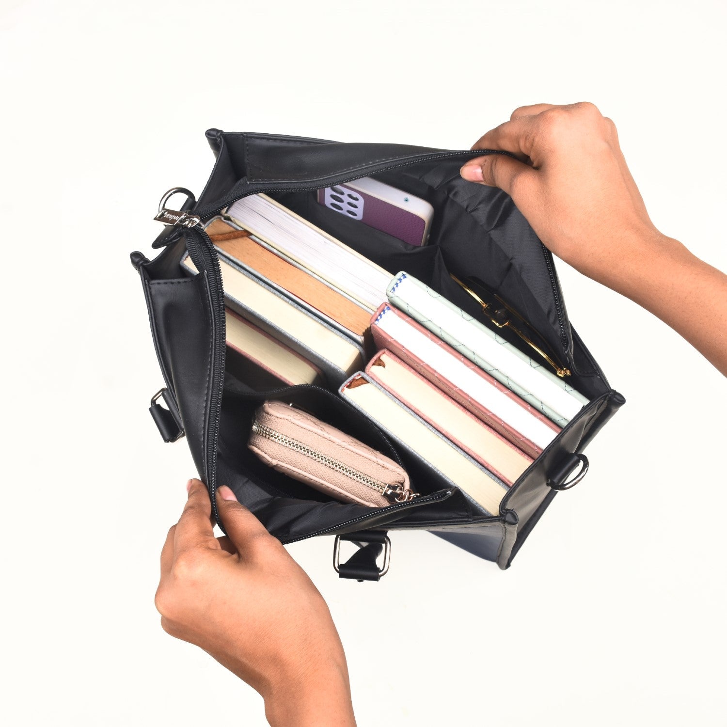 Vegan Leather Book Tote Midnight Blue