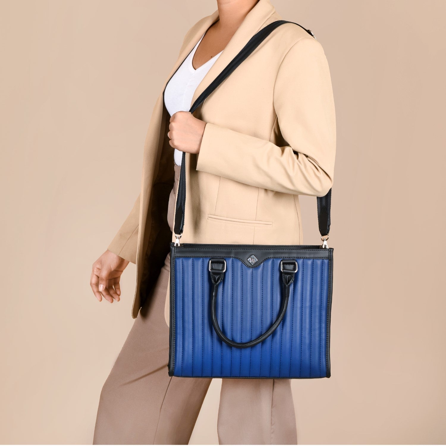 Vegan Leather Book Tote Midnight Blue