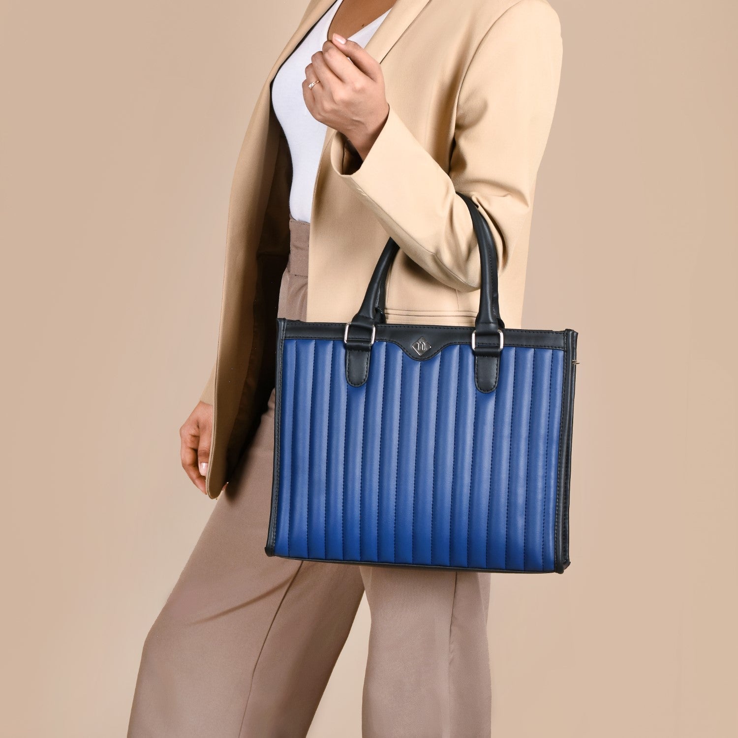 Vegan Leather Book Tote Midnight Blue