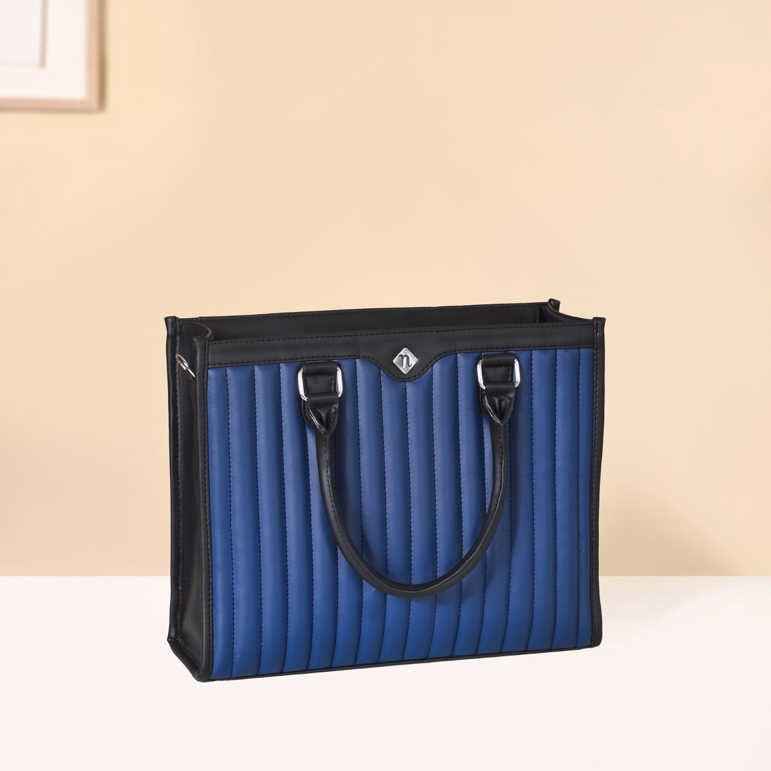Vegan Leather Book Tote Midnight Blue