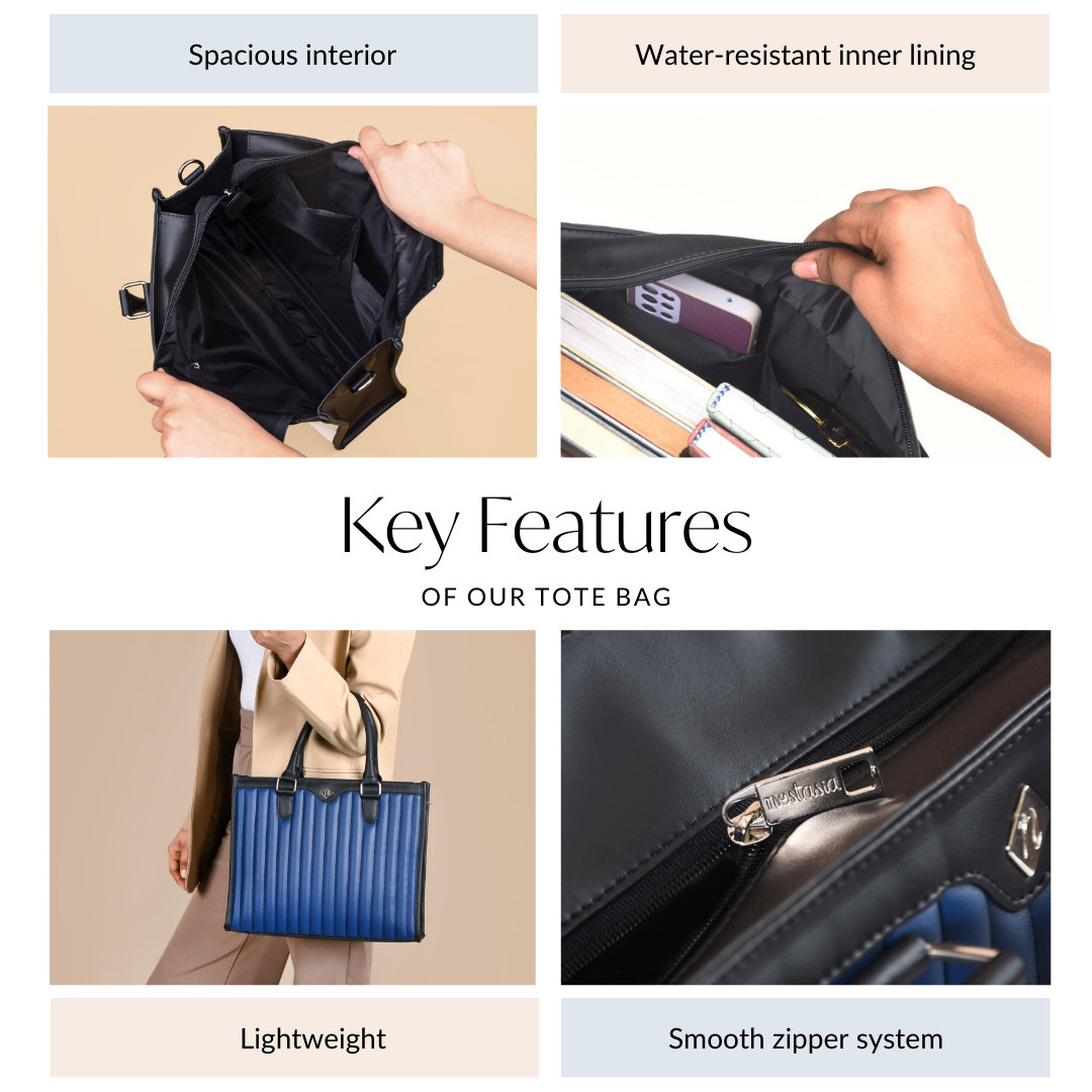 Vegan Leather Book Tote Midnight Blue