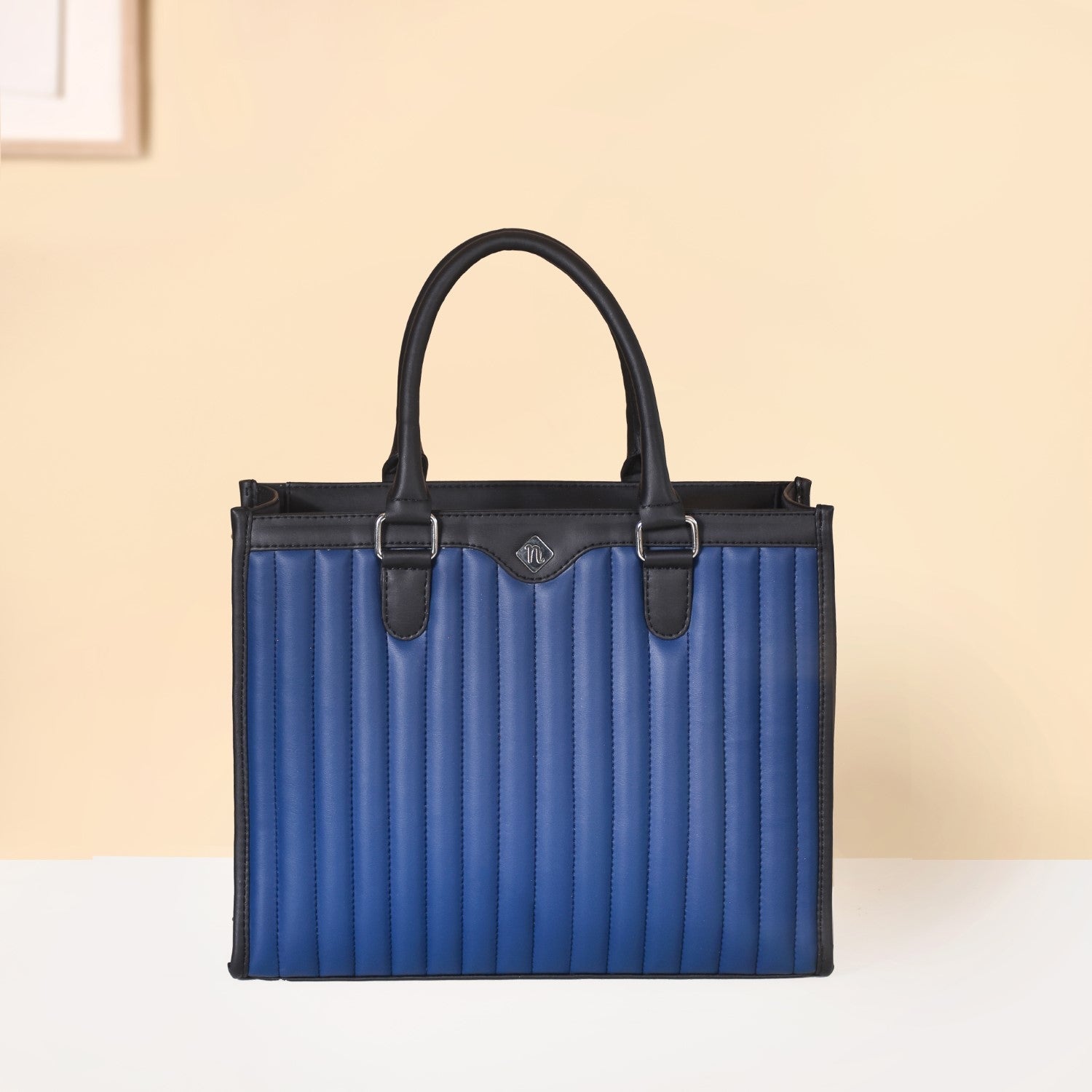 Vegan Leather Book Tote Midnight Blue