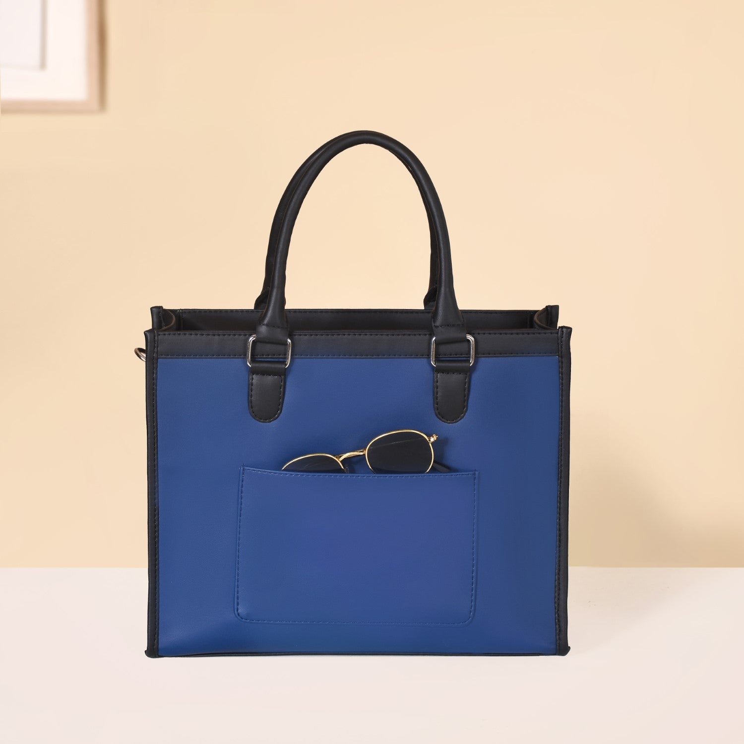 Vegan Leather Book Tote Midnight Blue