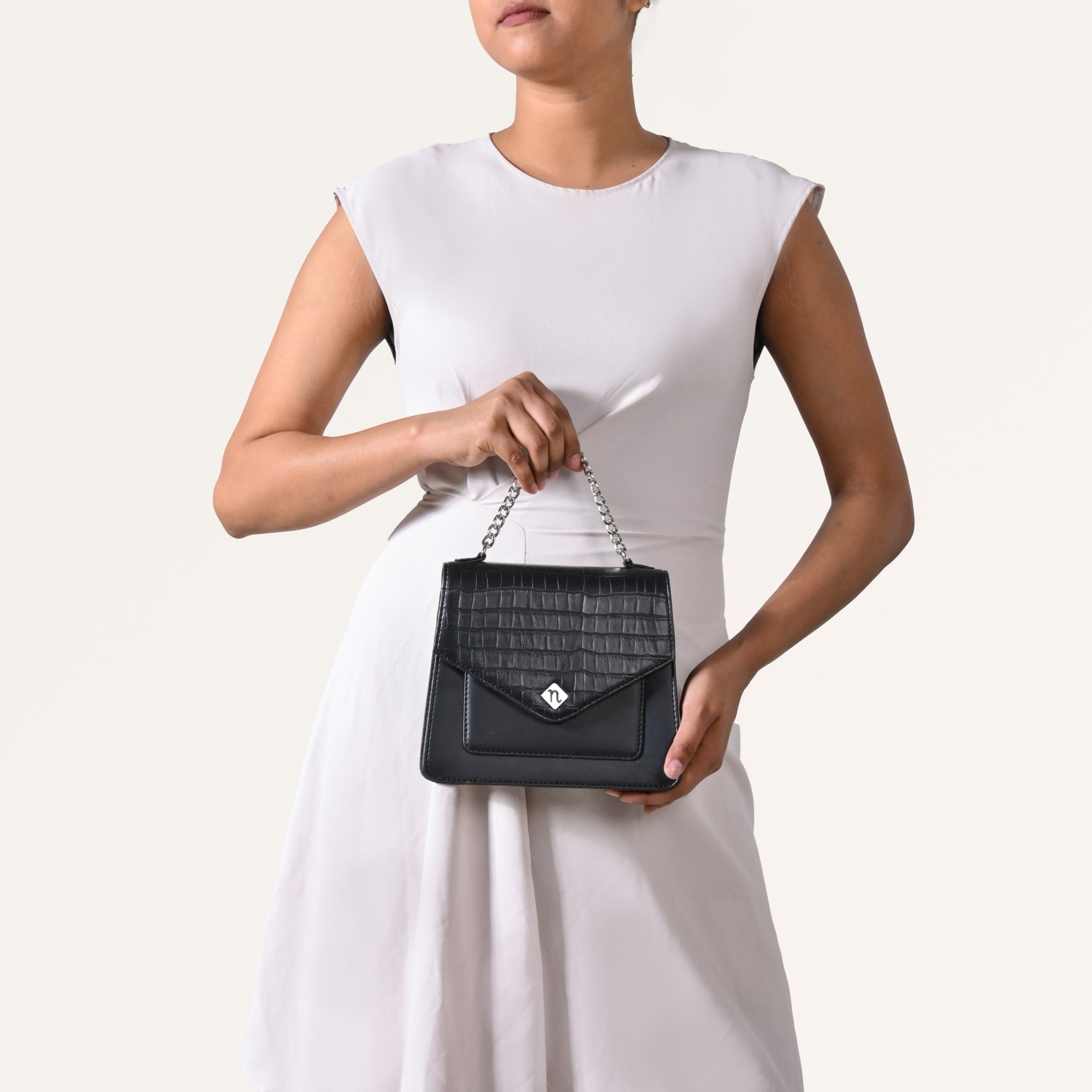 Croco Black Sling Bag