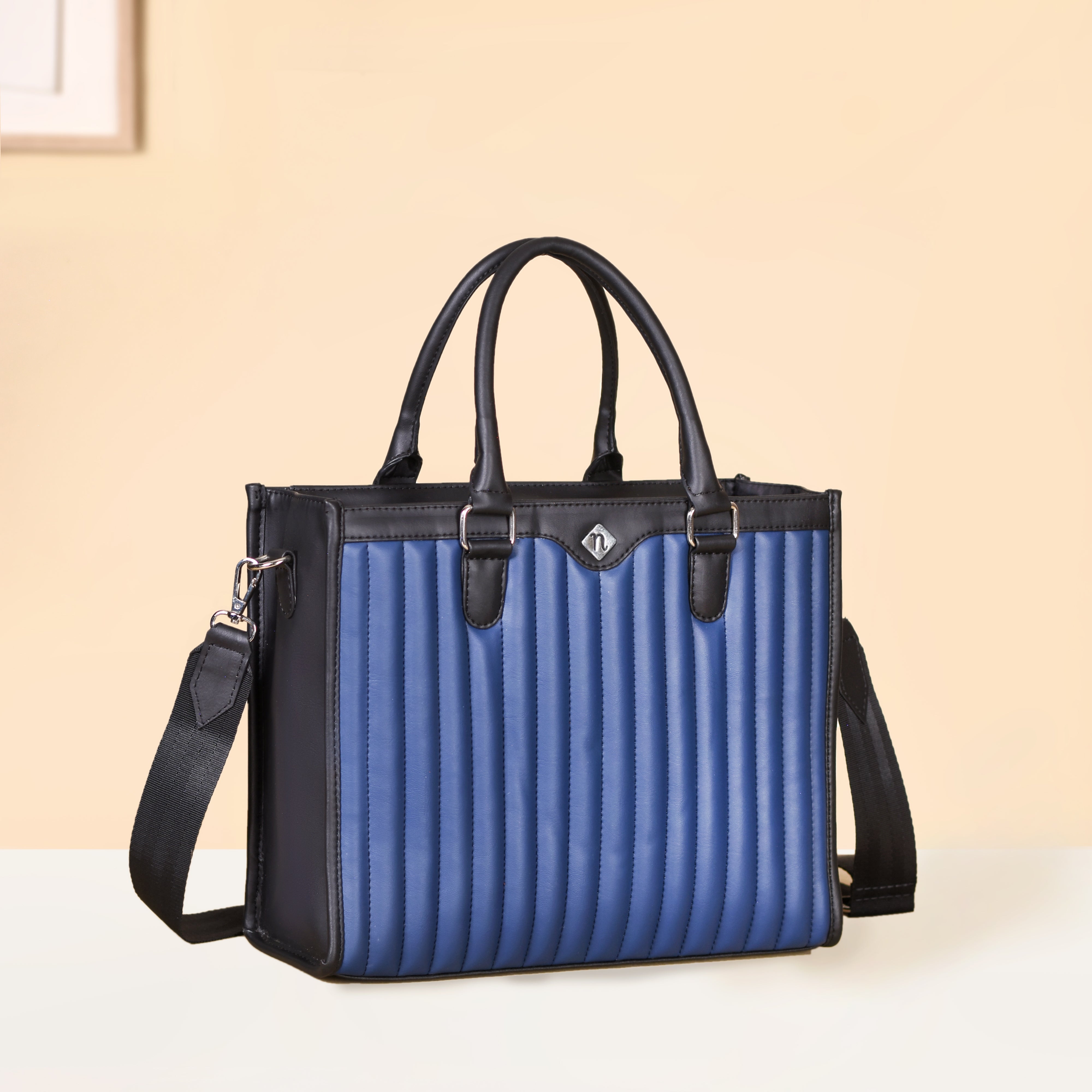 Vegan Leather Book Tote Midnight Blue