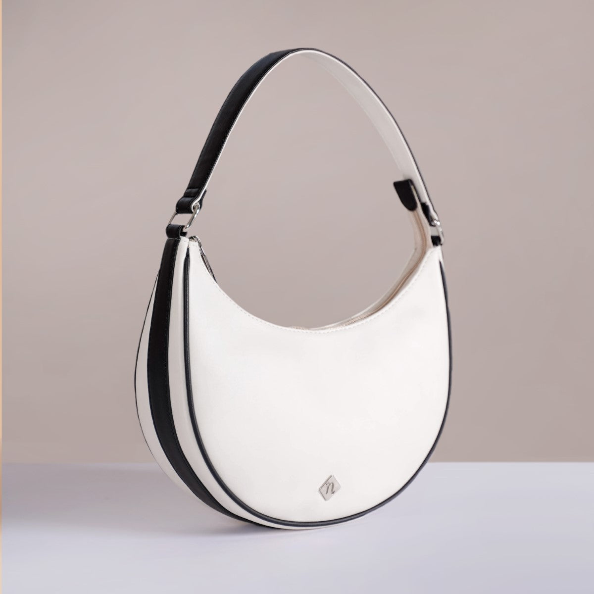 White Half Moon Shoulder Bag