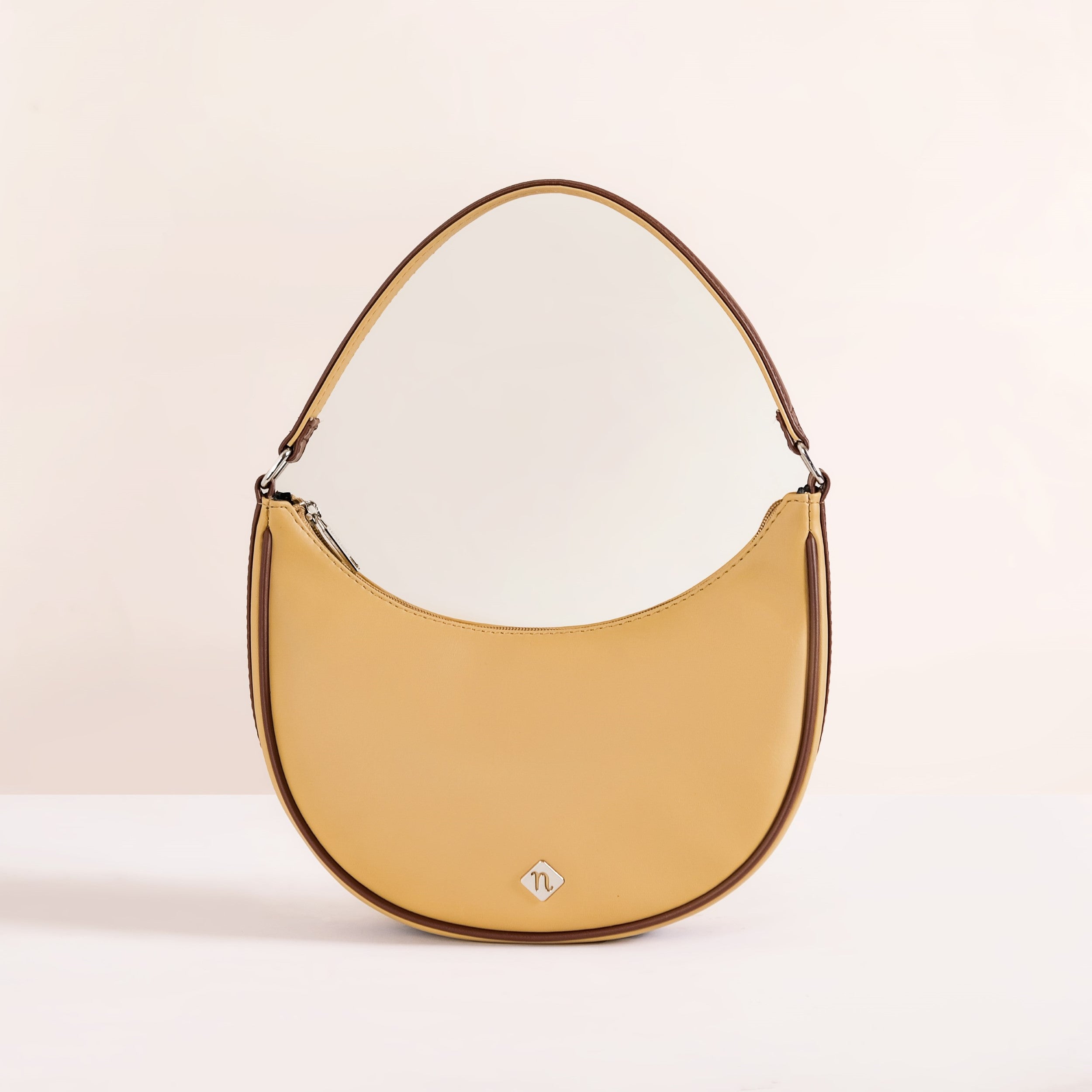 Sandy Beige Half Moon Shoulder Bag