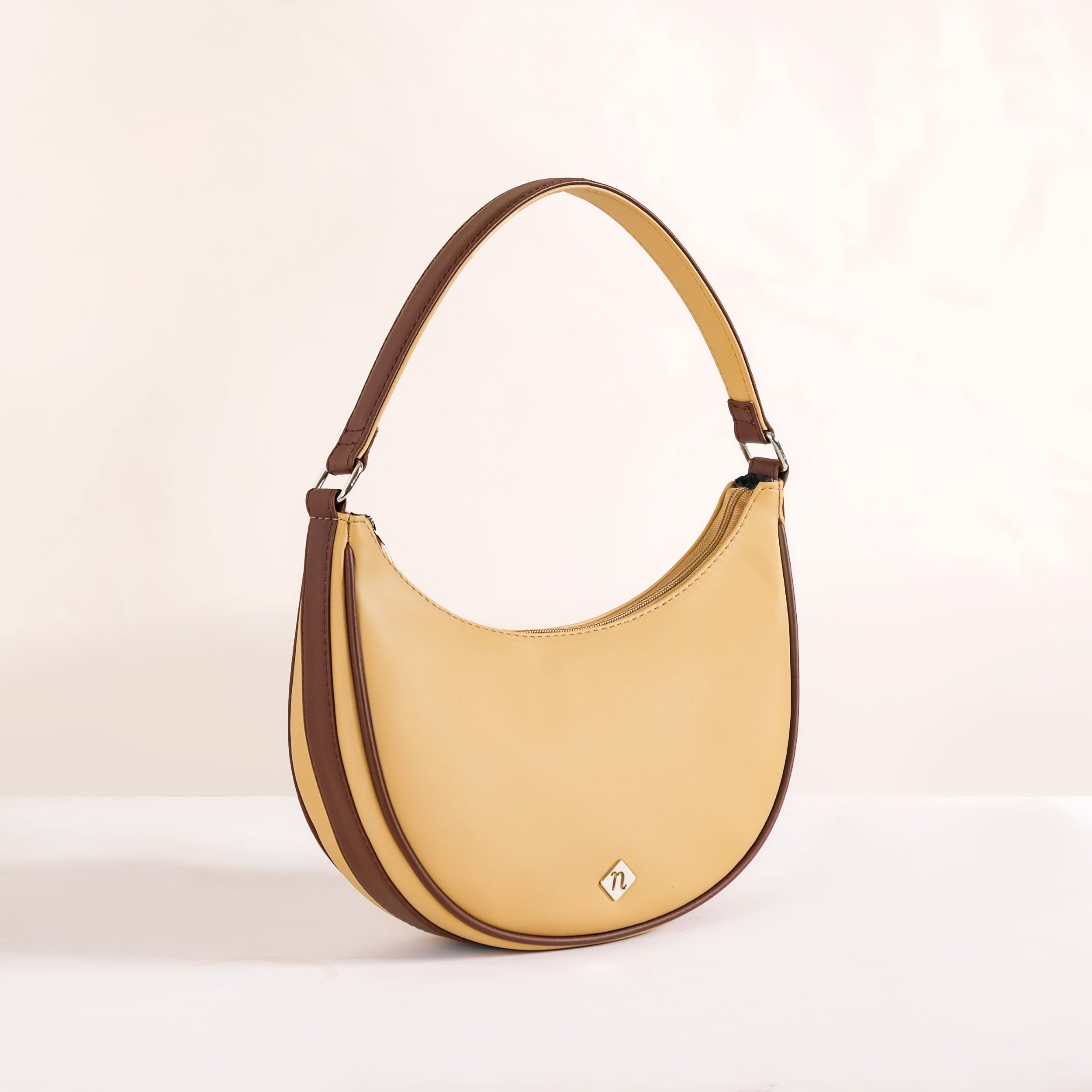 Sandy Beige Half Moon Shoulder Bag