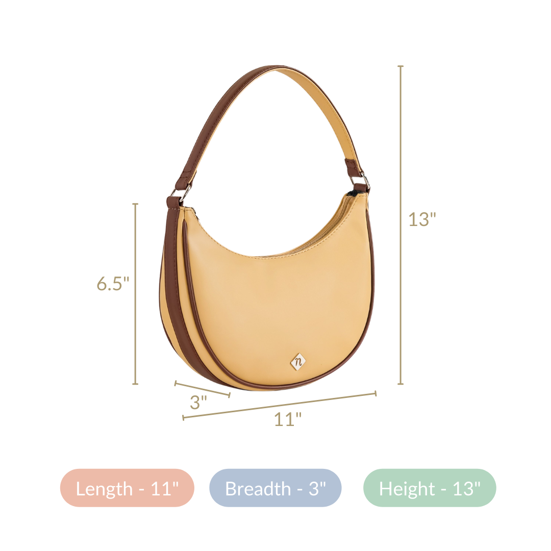 Sandy Beige Half Moon Shoulder Bag