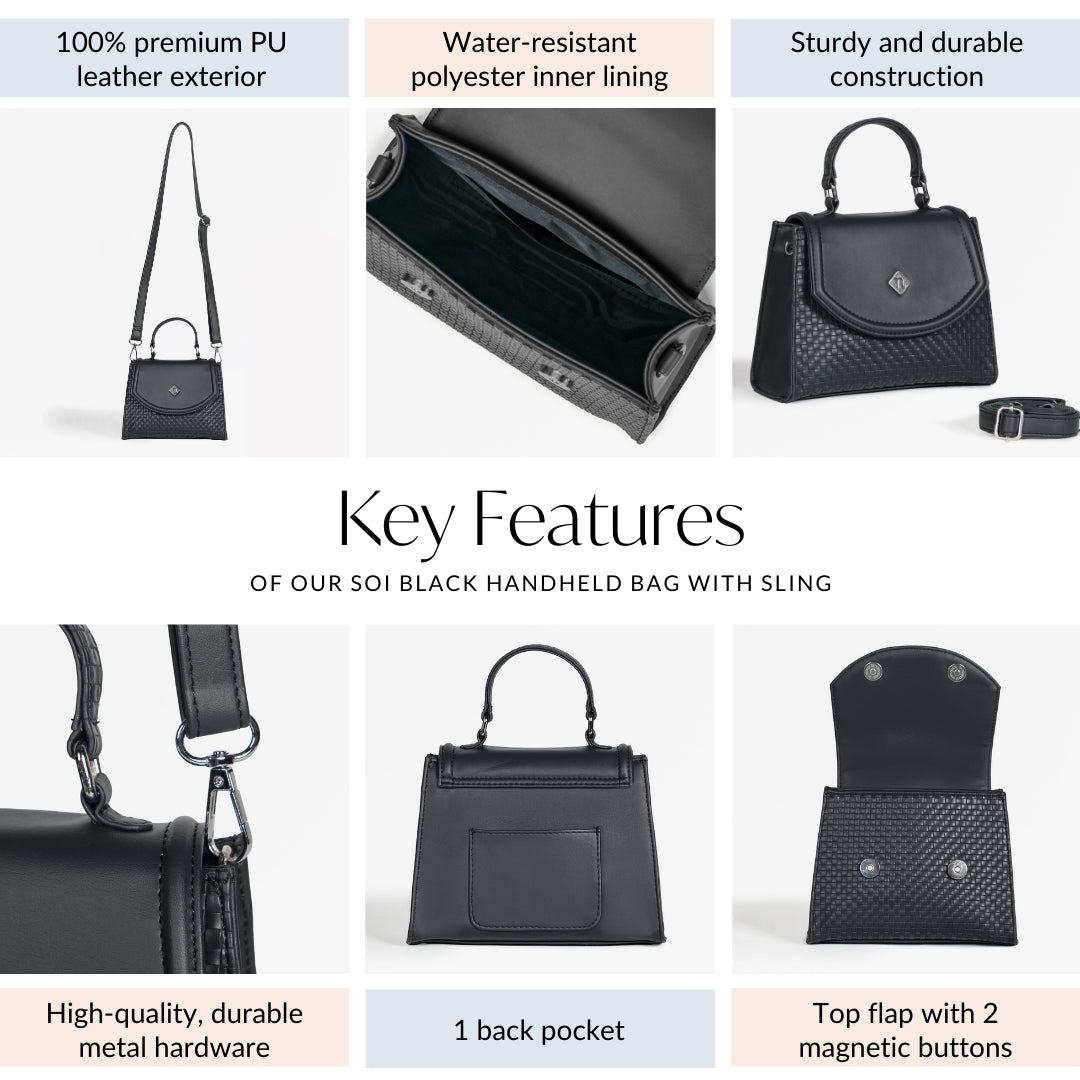 Soi Black Handheld Bag With Sling