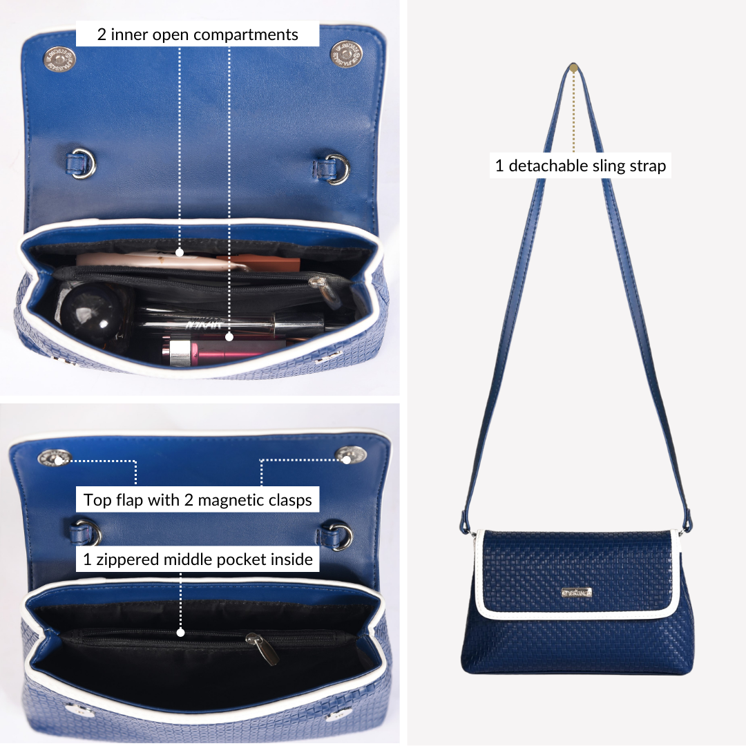 Soi Lattice Navy Blue Clutch Sling Bag